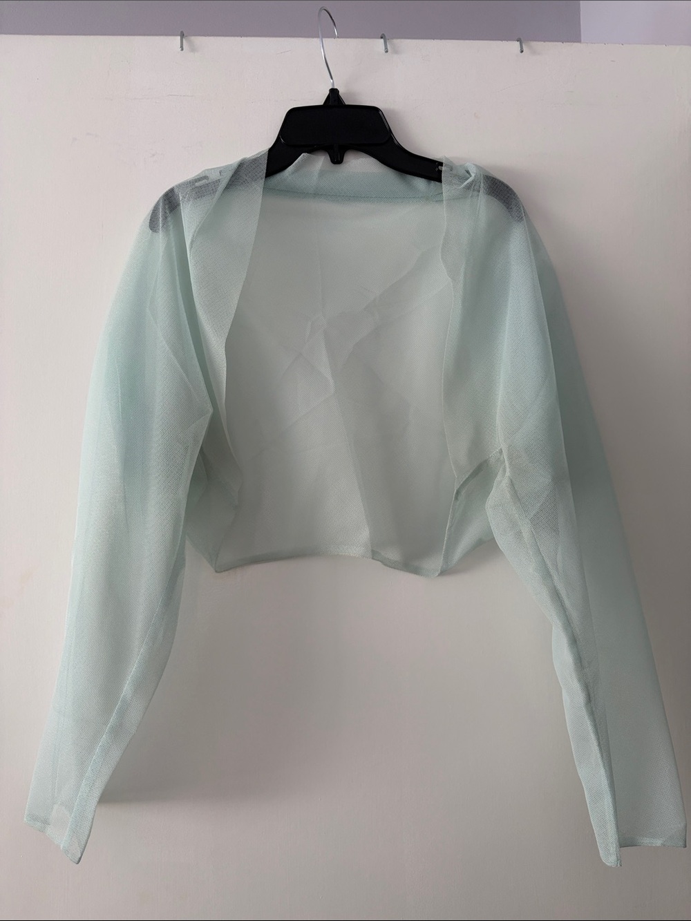 Cropped Sheer Mint Mesh Bolero - Women Tops